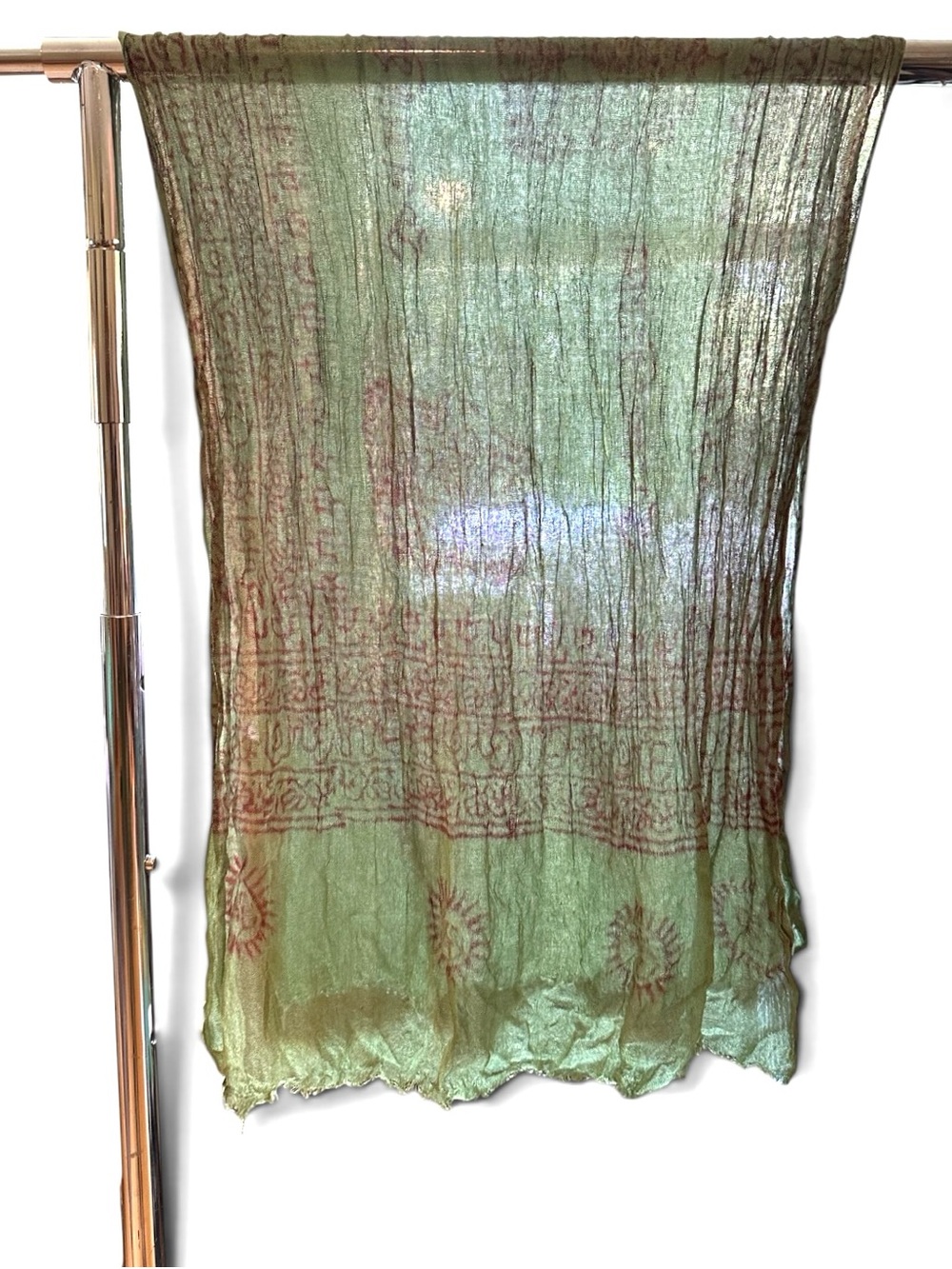Green Hindu Print Cotton Scarf/Headwrap - Picture 2 of 3